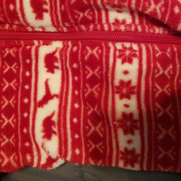 Dip Toddler Red and White Fleece Zip up Bodysuit - Picture 4 of 4